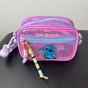 Disney X ZARA Lilo & Stitch Pink Purple Clear Crossbody Bag Beaded Charm